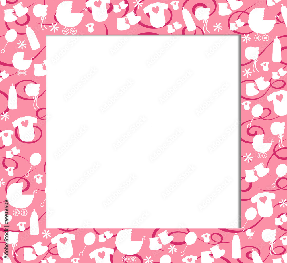 Baby Girl Picture / Text Frame / Announcement Card / Border Baby Girl Picture / Text Frame / Announcement Card / Border