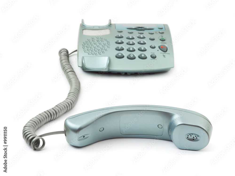 Telephone and receiver isolated on white background Telephone and receiver isolated on white background