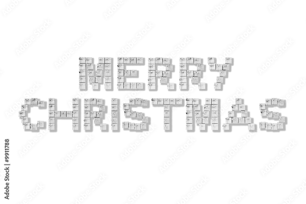 Silver Gift Boxes Spelling Merry Christmas Silver Gift Boxes Spelling Merry Christmas