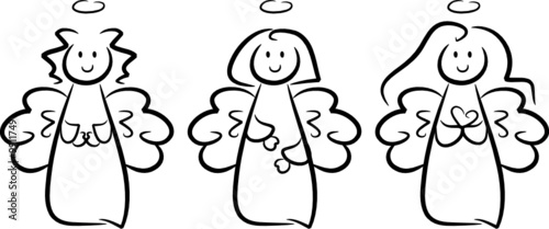 Drei kleine Engel-Mädchen mit Heiligenschein