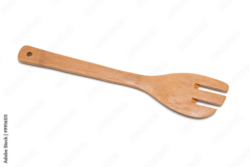 Wooden Fork Isolated on White
