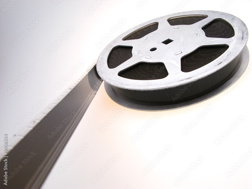 reel of  film of 16 mm on  white background, close up