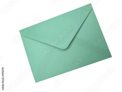 one post envelope on  white background,  close up