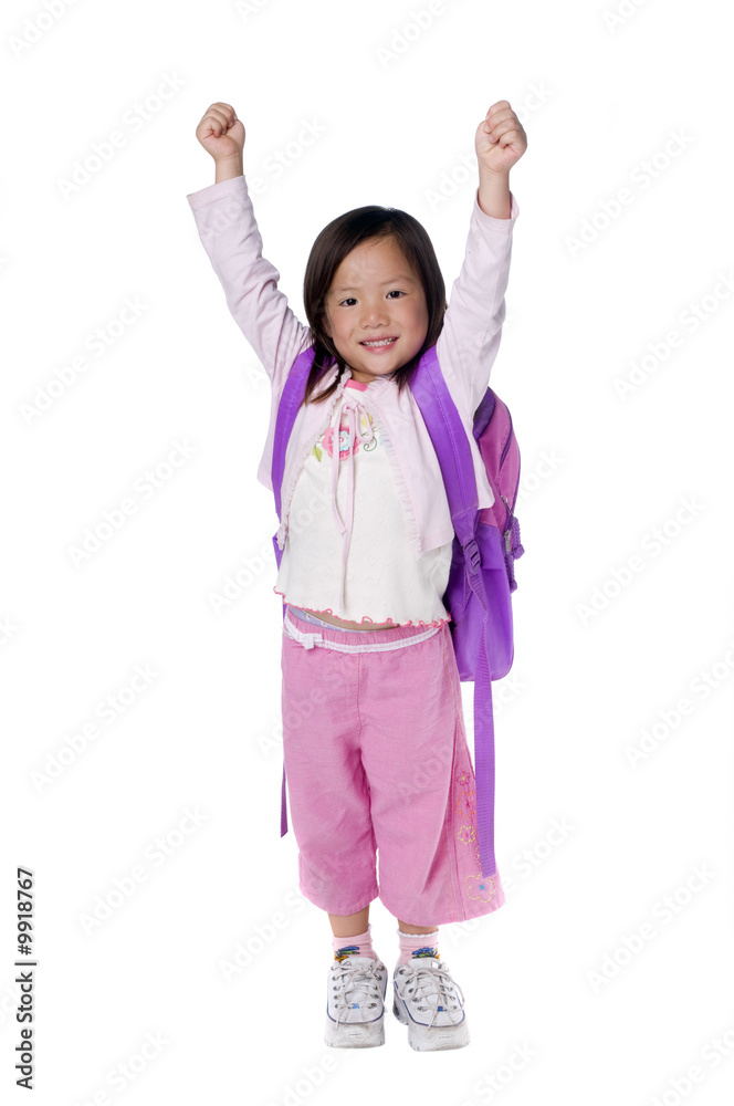 A young asian school girl ready for school. A young asian school girl ready for school.
