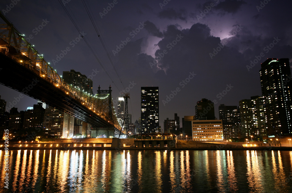New York. Queensborough Bridge before the storm