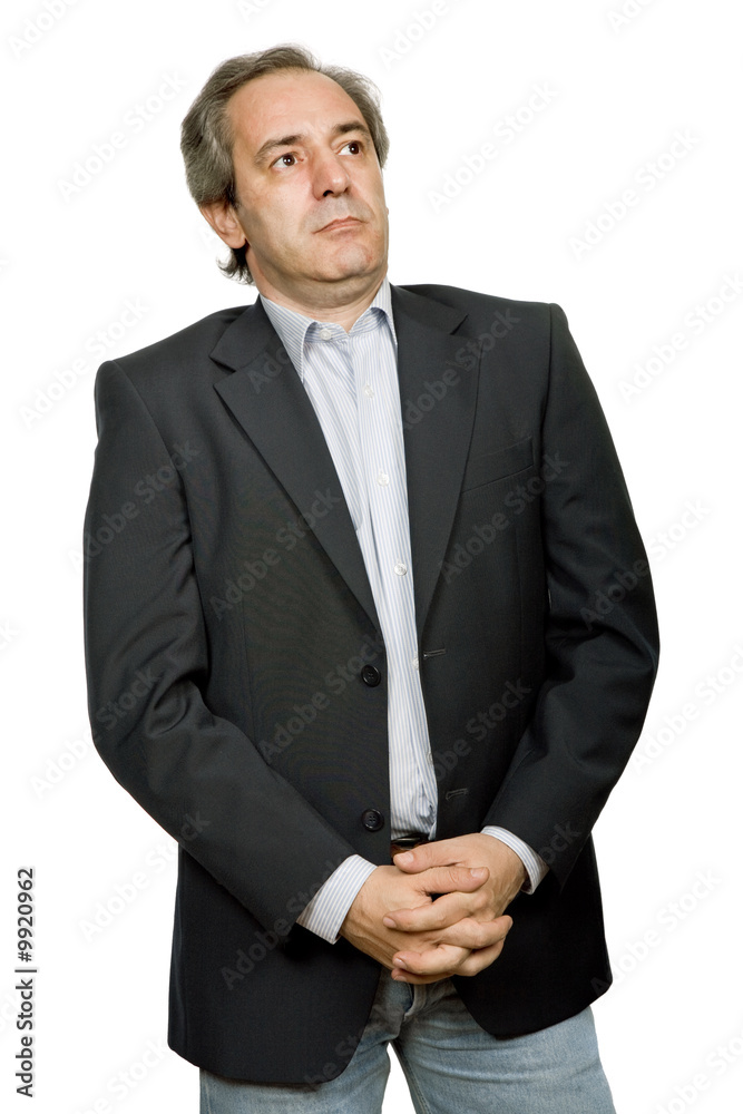 mature casual man portrait in white background mature casual man portrait in white background