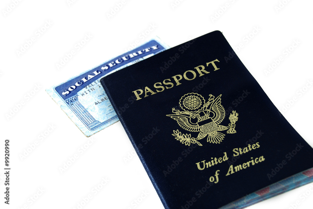 stock pictures of a social security card and a passport stock pictures of a social security card and a passport