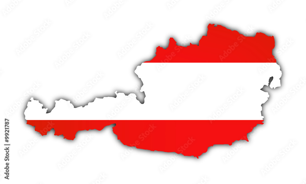 map and flag of austria on white background map and flag of austria on white background