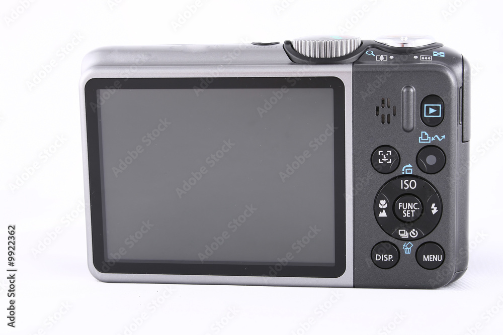 compact camera, photographic, electronic device, small, rear