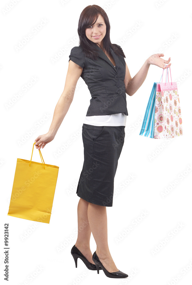 Portrait of a beautiful young brunette woman shopping Portrait of a beautiful young brunette woman shopping