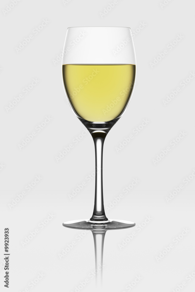 3d rendering of a glass with white wine