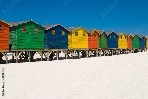 Colored beach huts near cape town photo