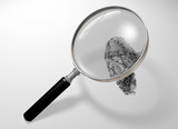Illustration of a magnifying glass hovering over a fingerprint