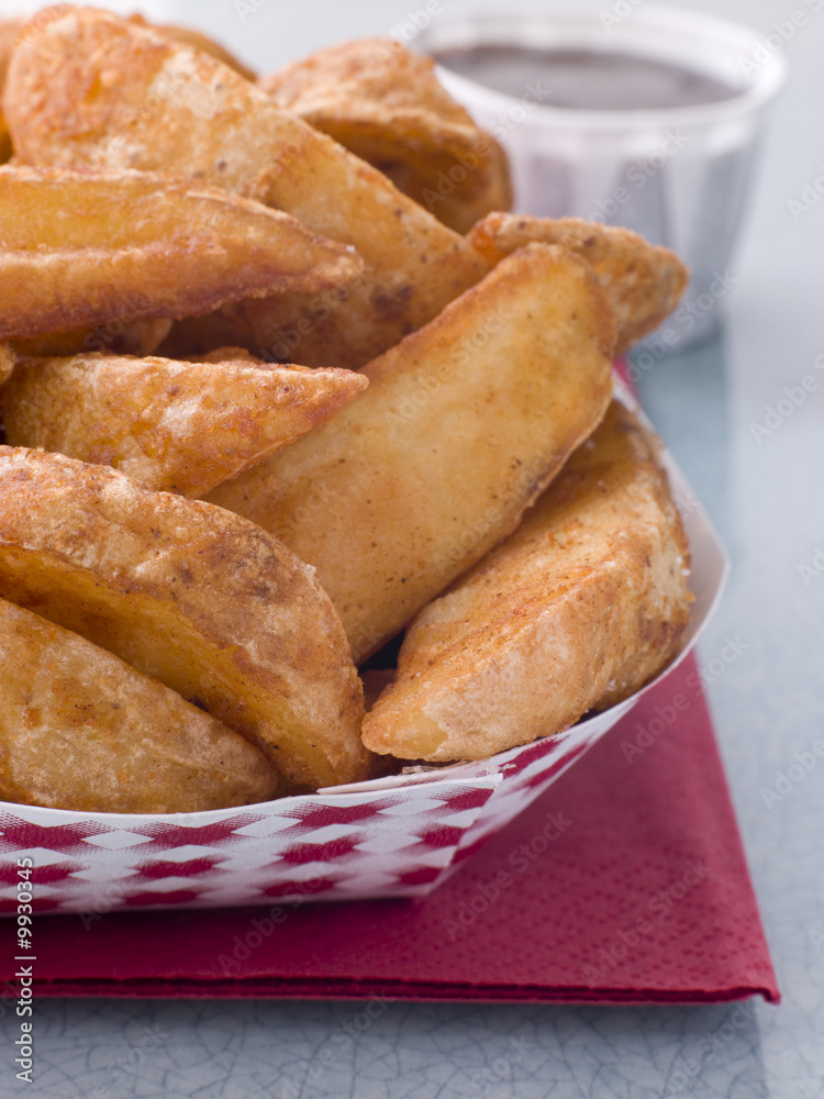 Spiced Potato Wedges With Barbeque Sauce