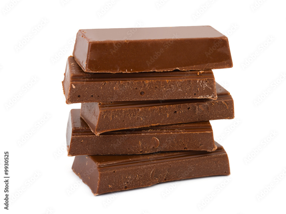 Heap of chocolate, isolated on white background