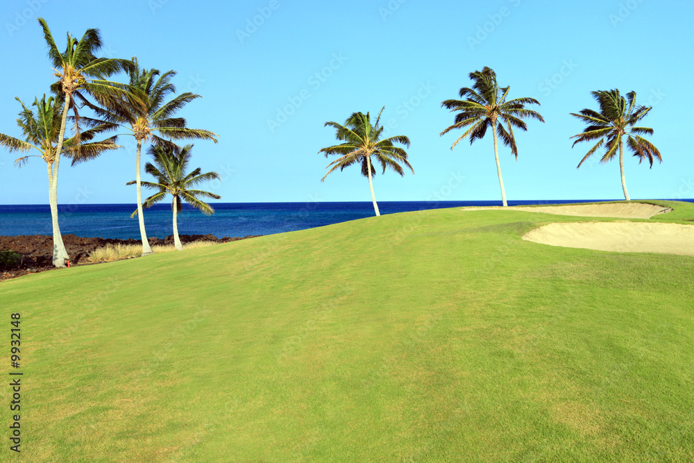 Golf Course Slope on Lava Ocean Shore of Kona Island, HI Golf Course Slope on Lava Ocean Shore of Kona Island, HI