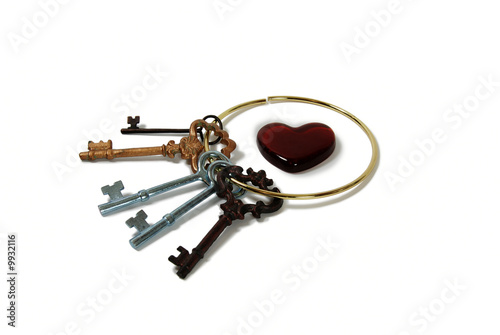 Εκτύπωση καμβά Keys representing unlocking a Red glass Heart