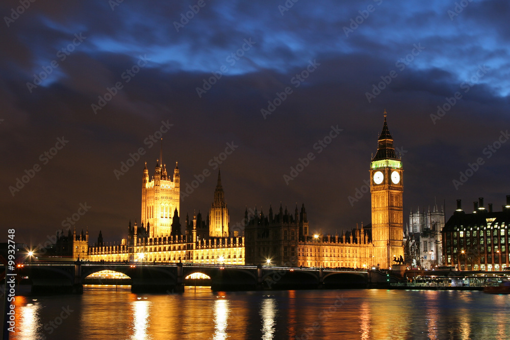 Houses of Parliament and Westminster Bridge. London.