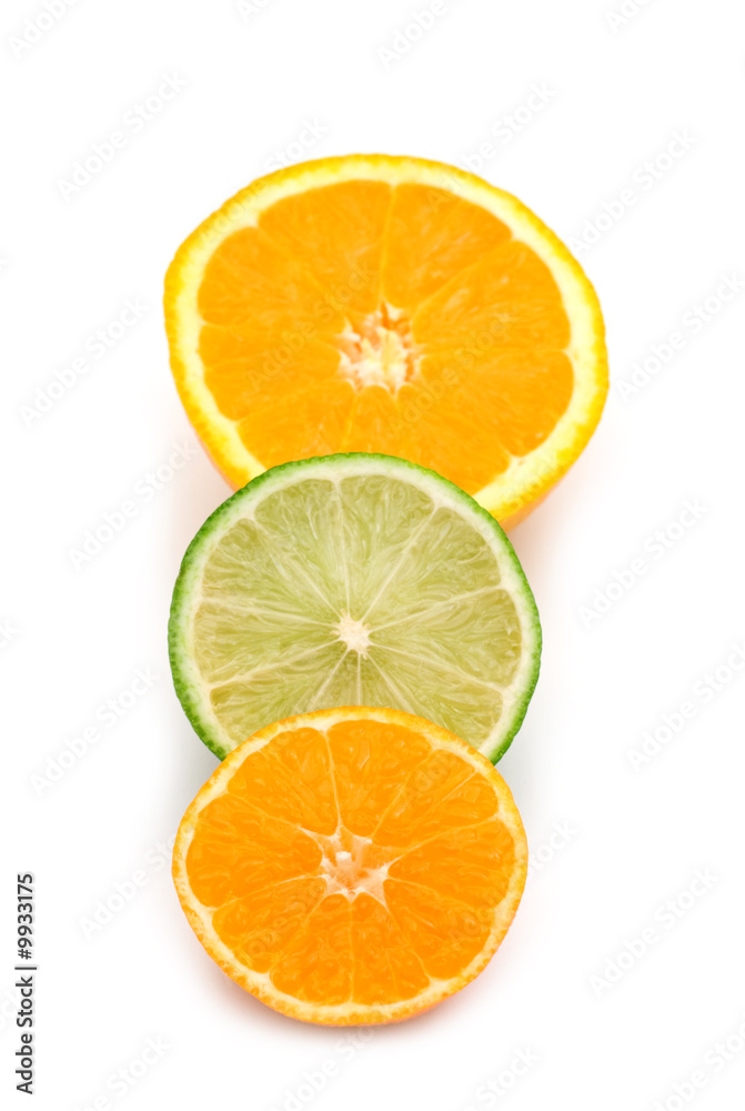 slice three citrus on white background slice three citrus on white background