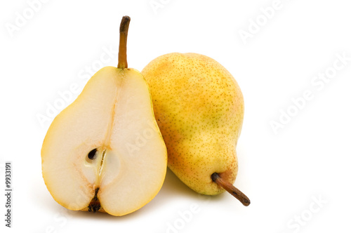 slice pear on white background
