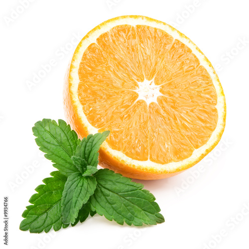 Orange and mint. Isolated over white