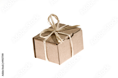 Simple present isolated made from recycled cardboard