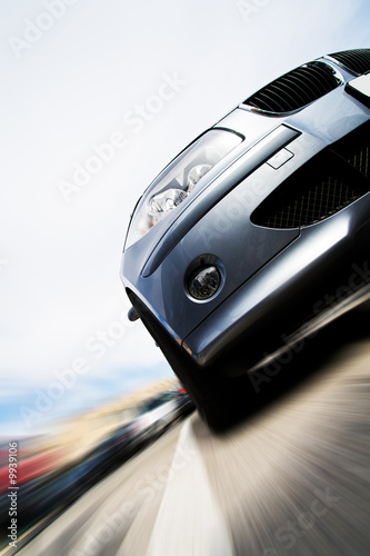 Very fast car moving with motion blur