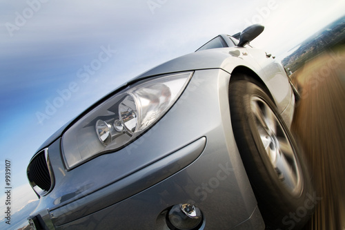 Fast car moving with motion blur