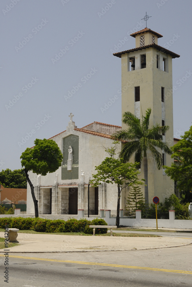 Modern Santa Rita church in Havana downtown, Cuba