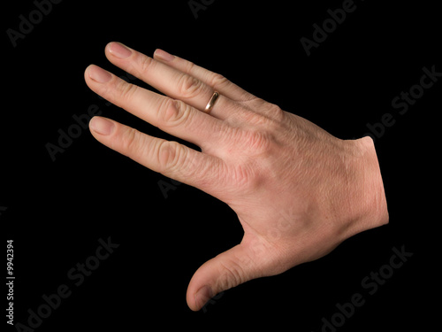 Hand man's on a black background