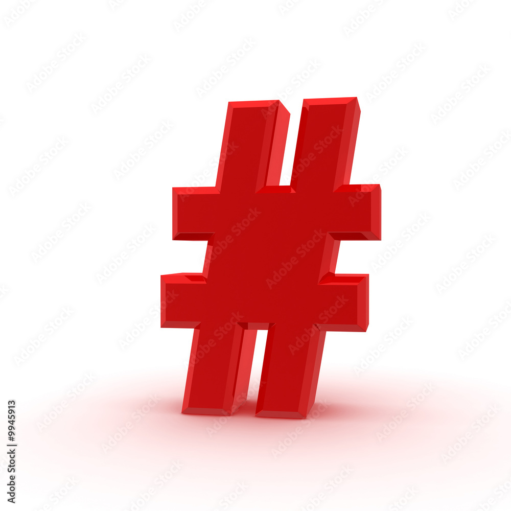 Obraz premium Red number sign isolated on white background