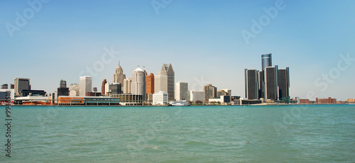 Panoramic view of Detroit's waterfront by day