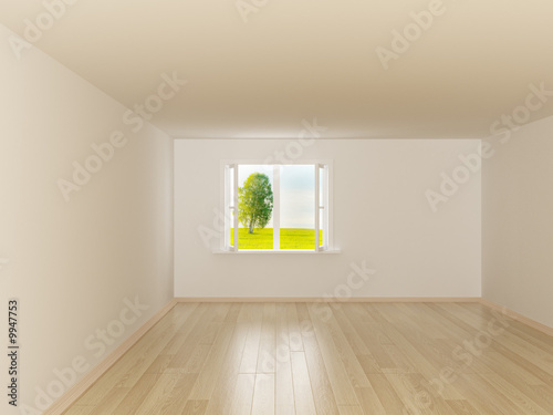 Empty room. Landscape behin...
