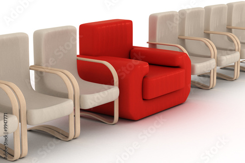 Row armchairs on a white ba...