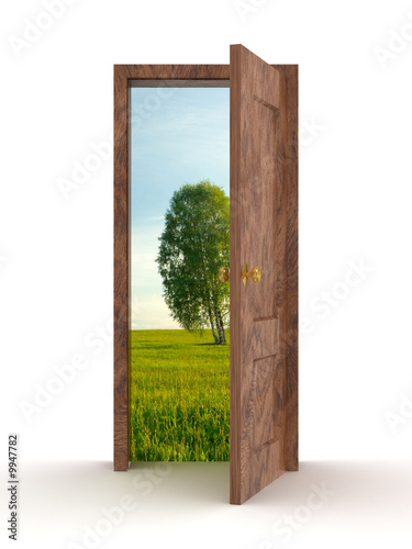Landscape behind the open d...