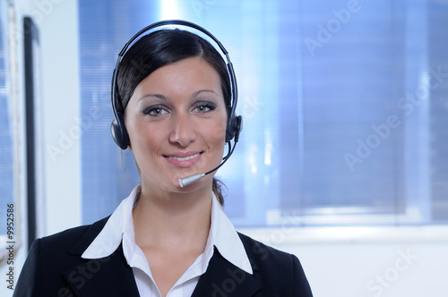Smile,woman and call centre