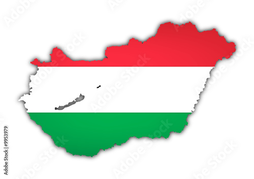 map and flag of hungary