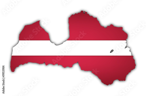 map and flag of latvia