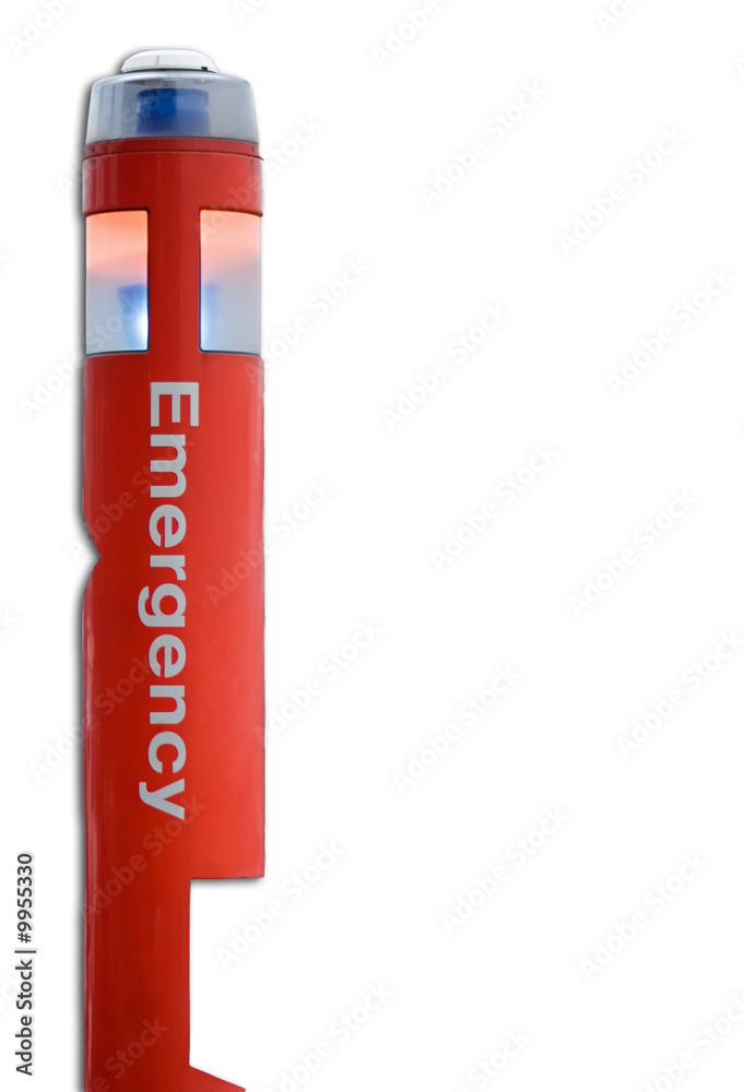 Emergency Sign Pole Light Isolated On A White Background Emergency Sign Pole Light Isolated On A White Background