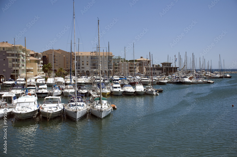 Sailing boats in the yacht port of Frejus