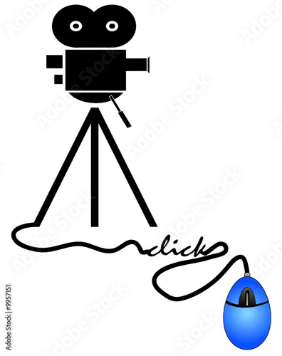 movie camera connected to computer mouse