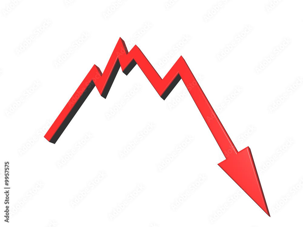 business graph shows bad news - 3d illustration business graph shows bad news - 3d illustration