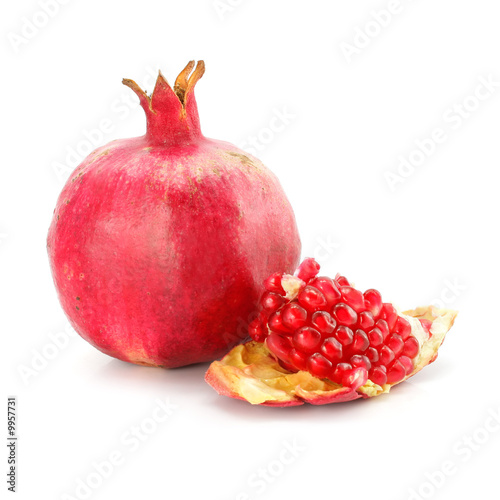 red pomegranate fruit healthy food isolated on background
