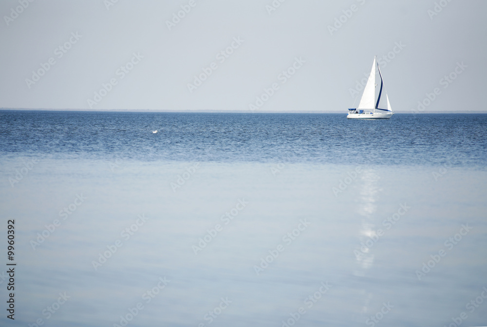 Sailing on blue water