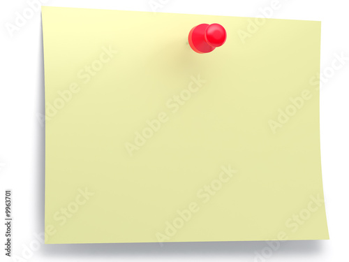 yellow short letter and red drawing-pin
