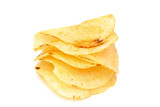 Potato Chips Stacked on White