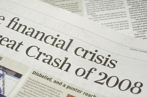 Newspaper headlines - finanical crisis on 2008 photo