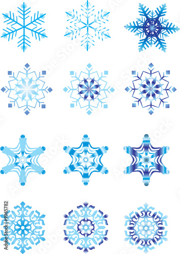 Crystal modulation of a snowflake. Vector