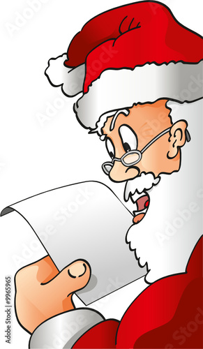 Weihnachtsmann liest verärgert Wunschzettel