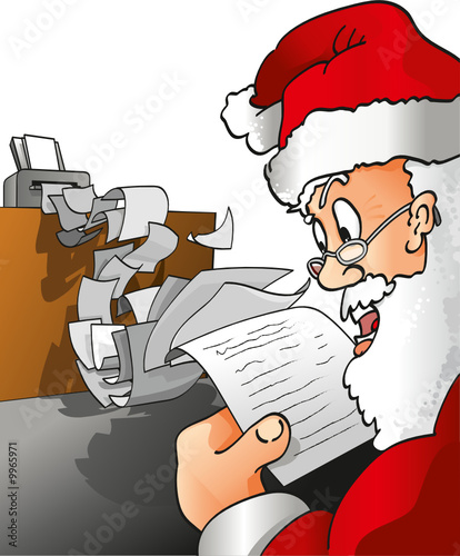 Weihnachtsmann mit Wunschzettellawine aus Fax